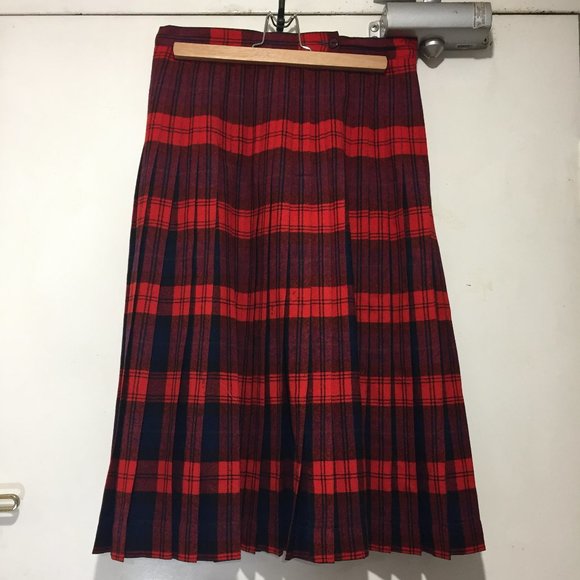 VINTAGE PENDLETON REVERSIBLE PLEATED PLAID MIDI SKIRTS SIZE 30 - Picture 5 of 10